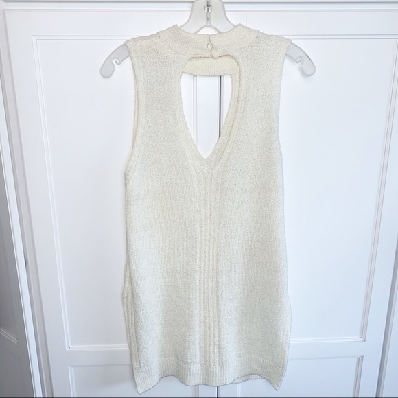 ASTR Knit Choker Neckline Keyhole Back XS Y2K Cream Longline Sweater Vest - Picture 6 of 13